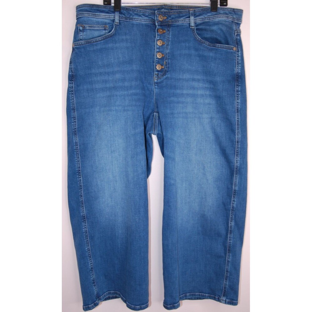 J Jill Denim High Rise Wide Leg Crop Jeans Medium Wash Medium Blue Size 18R